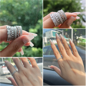 Anillos de Eternidad de Oro de 14K SR-2 RINNTIN, Anillo Apilable de Plata de Ley 925 con Circonita Cúbica Simulando Diamantes, Anillo de Bodas para Mujer - Product Image 5