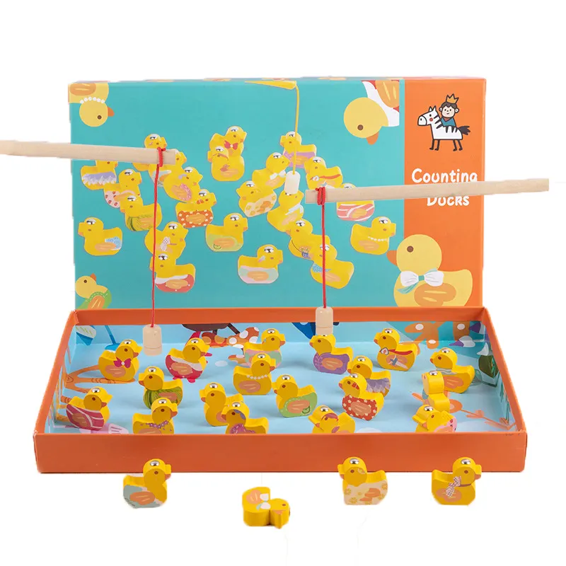 Новые деревянные подсчитывающие рыболовные утки игрушки для рыбалки детские математические вычислительные Игрушки для раннего развития