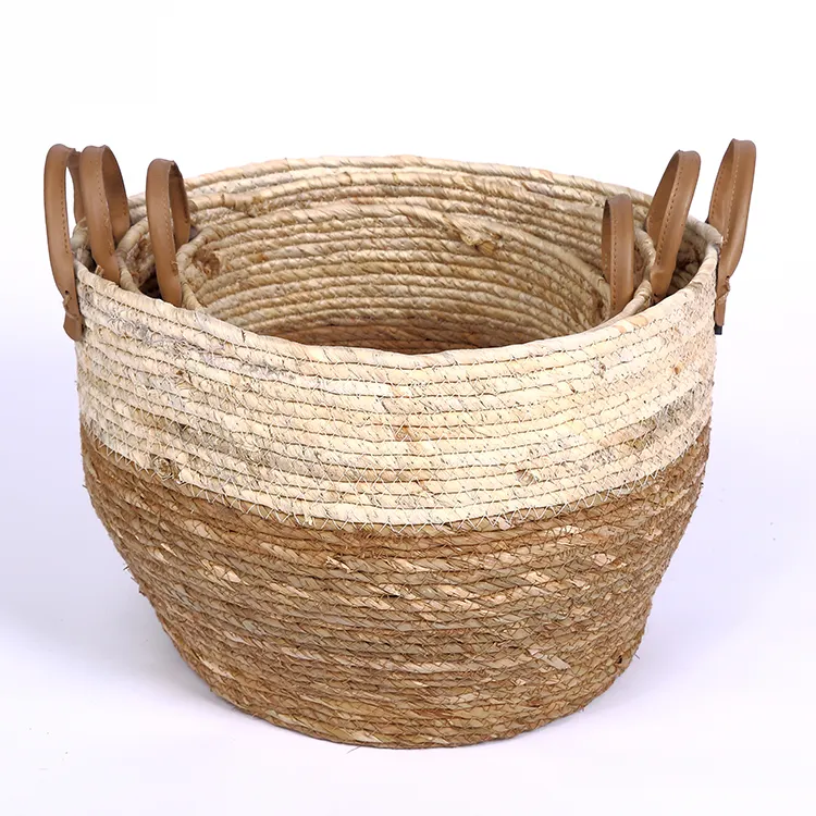 Portable durable large round storage basket for home