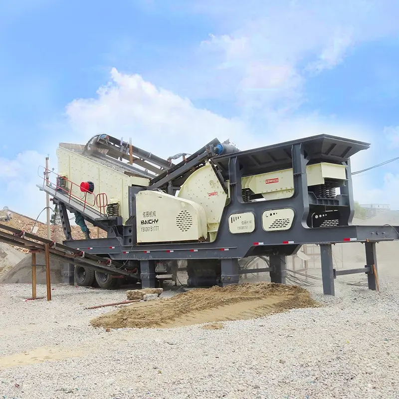 Set completo di macchine minerarie impianto di frantumazione di pietre per Granit, con alimentatore, frantoio a mascelle, vaglio vibrante Mobile, nastro trasportatore