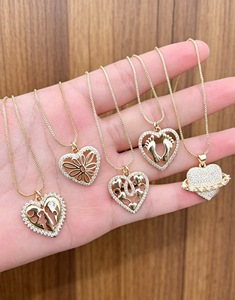Collier pendentif cœur en zircon couleur or, chaîne en laiton exquise, bijoux pour femmes, cadeau de fête, collier cœur - Product Image 5