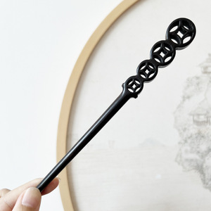 New <b>Chinese</b> Style Eight Directions Wealth String Hairpin, Ebony Hairpin, Antique Style Creative Cheongsam, Classic Updo Hair - Product Image 1
