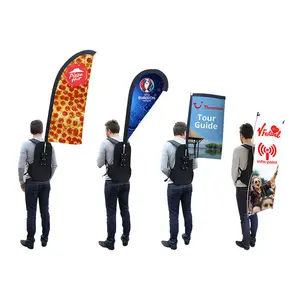 Wholesale Backpack with Printed Logo Flag Walking Promotional Advertising Product Cheap Custom Backpack Flag Banner