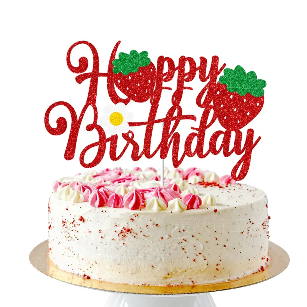 Ychon Morango Cupcake Toppers Glitter Sweet One First Birthday Morango Cupcake Escolhas para Fruit Tema Baby Shower Kids