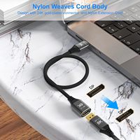 Câble d'extension tressé blindé 8K 60Hz USB-C mâle vers femelle avec gaine en nylon PVC pour moniteur et ordinateur portable