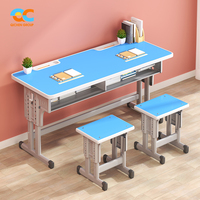 Bureau double spécialisé pour deux personnes, chaise de bureau pour étudiants réglable, ensemble de chaises et tables de qualité commerciale pour salle de classe