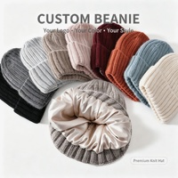 Bonnet en tricot torsadé doublé satin personnalisé, chaud et extensible pour l'hiver, plusieurs couleurs, logo personnalisé, pour femme, usage quotidien et extérieur