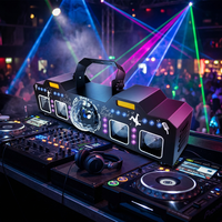 Mini projecteur laser 7-en-1 à quatre têtes 2026, lumière de scène compacte LED UV RGBW, prise universelle pour KTV et soirées DJ