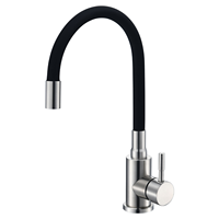Robinet de cuisine monocommande en acier inoxydable brossé avec cartouche céramique, design moderne, classique, monotrou, eau chaude et froide pour évier