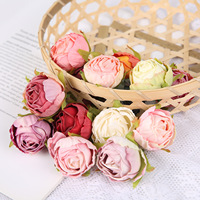 Vente en gros de têtes de roses brûlées en soie têtes de fleurs artificielles en soie pour composition florale à faire soi-même