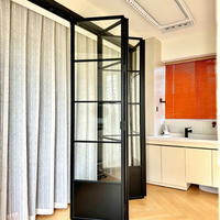 Portes françaises pliantes en aluminium sur mesure, double vitrage trempé, porte coulissante accordéon pour hôtel, villa, cloison intérieure