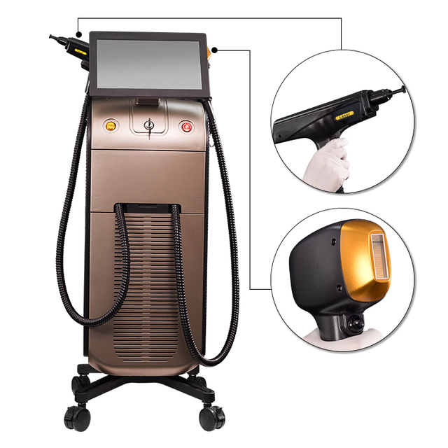 Newest 2 Handle 808Nm Ice Titanium Laser Hair Removal 600-2000w Diode Laser Hair Removal Machine for Clinic Salon