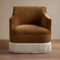 Fauteuil de salon en tissu de style vintage, fauteuil individuel, fauteuil lounge, fauteuil de détente avec franges