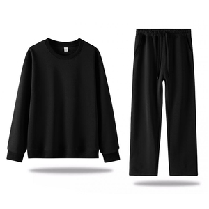 Ensemble de sweat-shirts unisexes à manches longues, doublure polaire 400 GSM, col rond, poids lourd, impression personnalisée OEM, hiver - Product Image 3