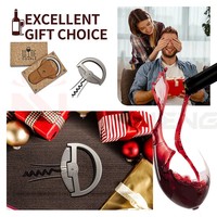 Tire-bouchon de luxe en alliage de zinc avec logo personnalisé, dispositif en deux parties pour retirer les bouchons de vin anciens et fragiles, ensemble cadeau complet et intact