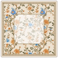 Tapis de Mahjong et de Poker à Motifs Floraux Européens et Américains, Nappes Antidérapantes avec Dos en Caoutchouc, Bords Épaissis, Tapis de Jeu Amélioré