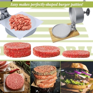 Presse à hamburgers manuelle à épaisseur réglable - Machine à galettes antiadhésive pour hamburgers faits <span class=keywords><strong>maison</strong></span>, viande de bœuf et de poulet - Product Image 4