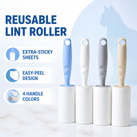Rouleau anti-poils extra-adhésif pour animaux de compagnie avec feuilles de recharge remplaçables pour poils de chien et de chat, vêtements, canapé, literie