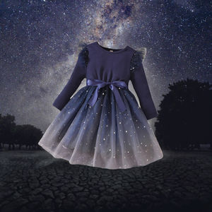 Nouvelle Robe d'été décontractée en jean uni pour filles, style robe de bal à épaules dénudées et manches lanternes, pour adolescentes et grandes filles - Product Image 2