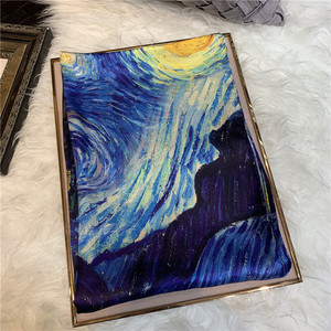 Zipeiwin Design chaud <span class=keywords><strong>peinture</strong></span> à l'huile 100% longue écharpe en <span class=keywords><strong>soie</strong></span> luxe nuit étoilée écharpe en <span class=keywords><strong>soie</strong></span> pour femme - Product Image 3