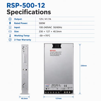 Alimentation à découpage monophasée encastrée RSP-500-24 12V 41.7A 504W avec convertisseur AC-DC et PFC pour contrôle industriel