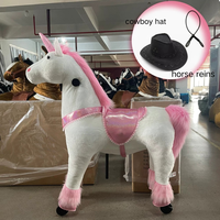 Mainan Unicorn 2 Kursi Ukuran Ekstra Besar, Roda Mekanik, Tanpa Baterai, untuk Anak-anak, Pereda Stres, Bahan Plush Super Lembut
