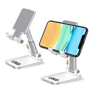 Wholesale Promo Gift Portable Plastic Aluminum <b>Foldable</b> Angle Adjustable <b>Desk</b> Cell Phone Stand Holder with Custom Logo - Product Image 5