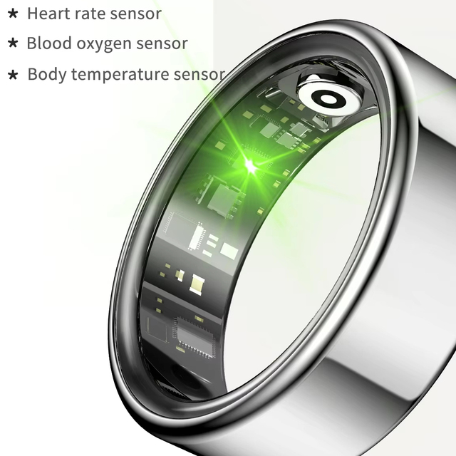 Hot Selling Stainless Steel Smart Ring Heart Rate Blood Oxygen Monitor Exercise/Sleep Tracking 5 ATM Waterproof App Control