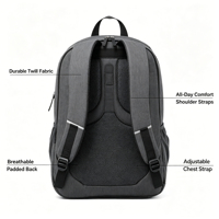 Sac à dos professionnel personnalisé de haute qualité pour ordinateur portable, résistant à l'eau, conception OEM ODM, sac d'école pour étudiants, réfléchissant