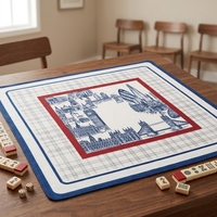Tapis de jeu de Mahjong vintage avec motif des monuments de Londres, en flanelle, pour jouer au Mahjong