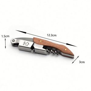 Customization LOGO Professional Waiters Corkscrew Wine <b>Bottle</b> Opener Stainless Steel Wooden Handle 3-in-1 Function Eco-Friendly - Product Image 2
