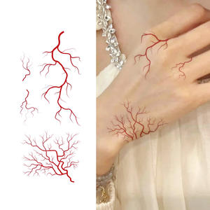 Relámpago rojo colorido tatuajes temporales pegatina estilo de moda <span class=keywords><strong>tatuaje</strong></span> impermeable adecuado para Abdomen <span class=keywords><strong>brazo</strong></span> pierna <span class=keywords><strong>y</strong></span> <span class=keywords><strong>pecho</strong></span> - Product Image 1