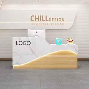 Mostrador de Recepción Personalizable Moderno para Hotel, Salón o Tienda, Color Blanco, con Logotipo Gratuito - Product Image 3
