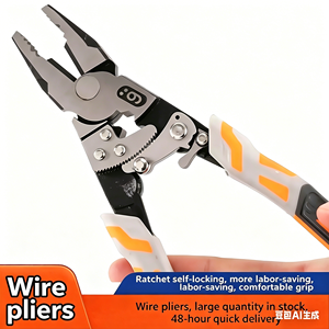 Cisailles à fil à cliquet orange-gris personnalisées, pinces à serrage robustes, version industrielle et domestique - Product Image 5
