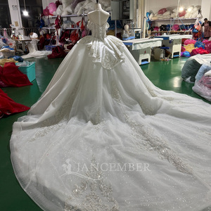 Mc055 Off Shoulder <b>Wedding</b> <b>Dress</b> Corset Boned Bodice <b>Silver</b> Crystal Sequin Lace Applique Sparkling Tulle Jancember - Product Image 3