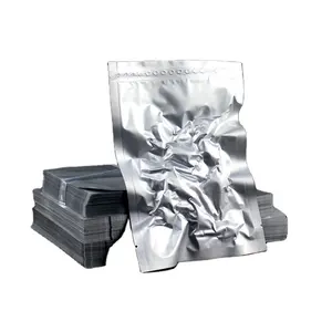 Bolsa de embalaje de válvula de alimentos de papel de aluminio con parte superior abierta plateada para dulces, aperitivos, nueces, sellado térmico al vacío, bolsa de paquete de papel de Mylar