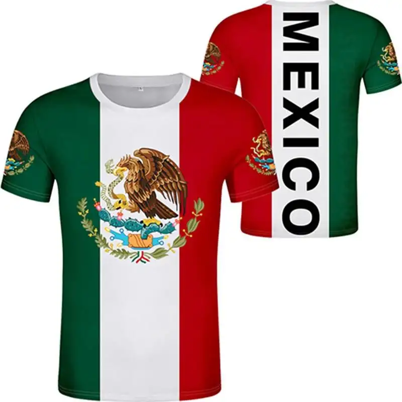 Футболка мужская с мексиканским флагом текстом Мексики, Повседневная тенниска в стиле хип-хоп, модная майка с коротким рукавом и круглым вырезом, уличная одежда на заказ