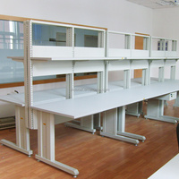 Banc de travail ESD pour ligne de production SMT avec bras de moniteur, rail d'alimentation et tiroir pour assemblage de circuits imprimés et réparation électronique, taille personnalisée