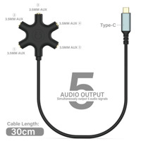 Harga pabrik Usb C Audio Splitter 1 Tipe C laki-laki ke 2 3 4 5 3.5mm Headphone perempuan Splitter adaptor untuk smartphone
