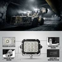 Projecteur de travail LED robuste 120W, certifié IP69K, résistant aux tests de pulvérisation de sel, pour tracteurs, bulldozers et niveleuses
