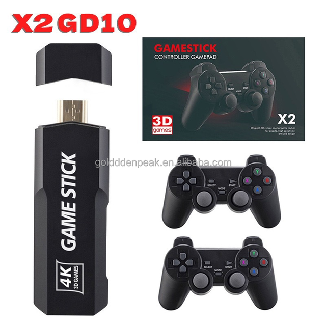 X2 Game Stick Wireless 4K HD Retro Gamepad for PS1 TV Box Double Player 64G 128G Capacity Supports FC SFC CPS Games EU/US