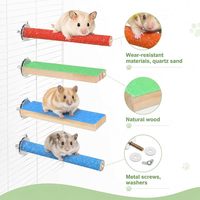4 Pièces Jouet Plateforme d'Escalade pour Petits Animaux, Jouet en Bois pour Gratter les Pattes, Accessoire de Cage pour Rat, Hamster, Petaur d'Inde