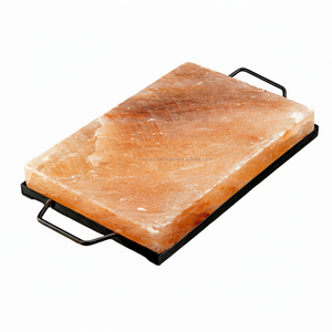 Tuiles, plaques et dalles de sel rose de l'Himalaya naturel de haute qualité personnalisées avec support en fer forgé pour la cuisine et le barbecue - Product Image 1