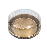 Boîte à gâteau en plastique recyclé PS JY280, contenants d'emballage jetables dorés avec couvercle transparent en PET, boîte d'emballage en plastique ronde JY280