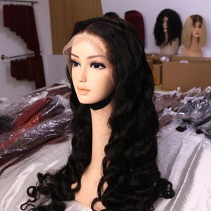 Perruque en dentelle frontale de cheveux humains longs et bouclés de haute qualité, aspect naturel, dentelle transparente, vente en gros de cheveux en marque privée - Product Image 1