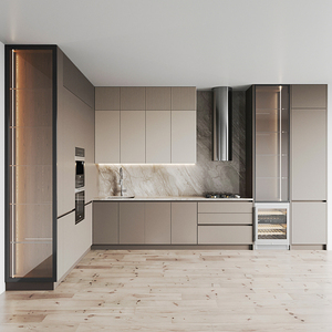 Set di Mobili da <span class=keywords><strong>Cucina</strong></span> Moderni e di Lusso in Alluminio Grigio e PVC, Pronti per il Montaggio - Product Image 1