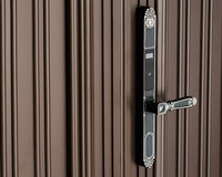 Porte extérieure en aluminium décorative Antique traditionnelle avec serrure à empreinte digitale