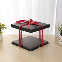 Vente en gros Boîte à gâteau d'anniversaire personnalisée simple double couche Mini design moderne UV avantage 6 8 10 12 pouces papier gaufré PET