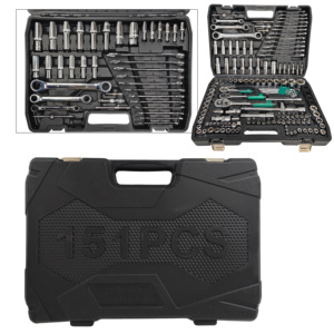 Ensemble d'outils de réparation automobile et domestique de 151 pièces en acier au carbone, clé à cliquet et douilles, personnalisable OEM, garantie 1 an - Product Image 6