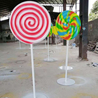 Décorations de Noël en fibre de verre en forme de sucette, 50 cm, imperméables, durables, peintes, à suspendre pour l'extérieur, pour usine de Noël